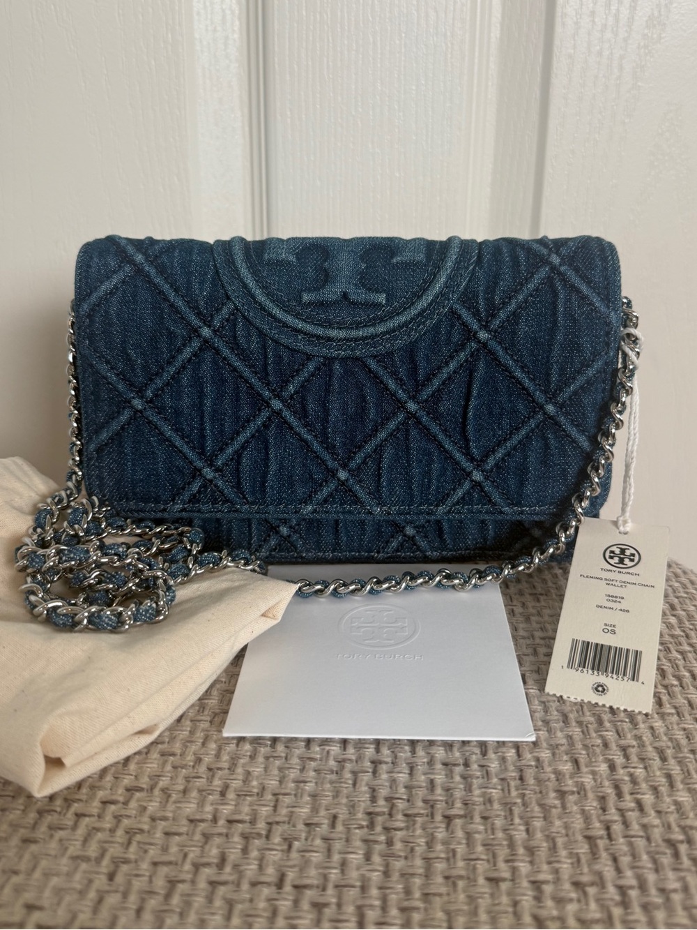 TORY BURCH FLEMING SOFT DENIM WOC NWT